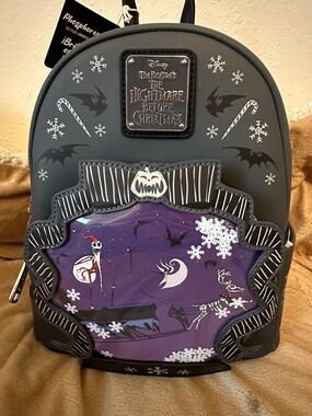 Loungefly The Nightmare Before Christmas Black and Purple Mini Backpack NWT